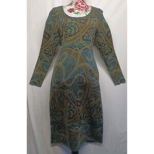 Peruvian Connection Midi Knit Dress Kashmiri Med Women's Paisley Quiet Luxury